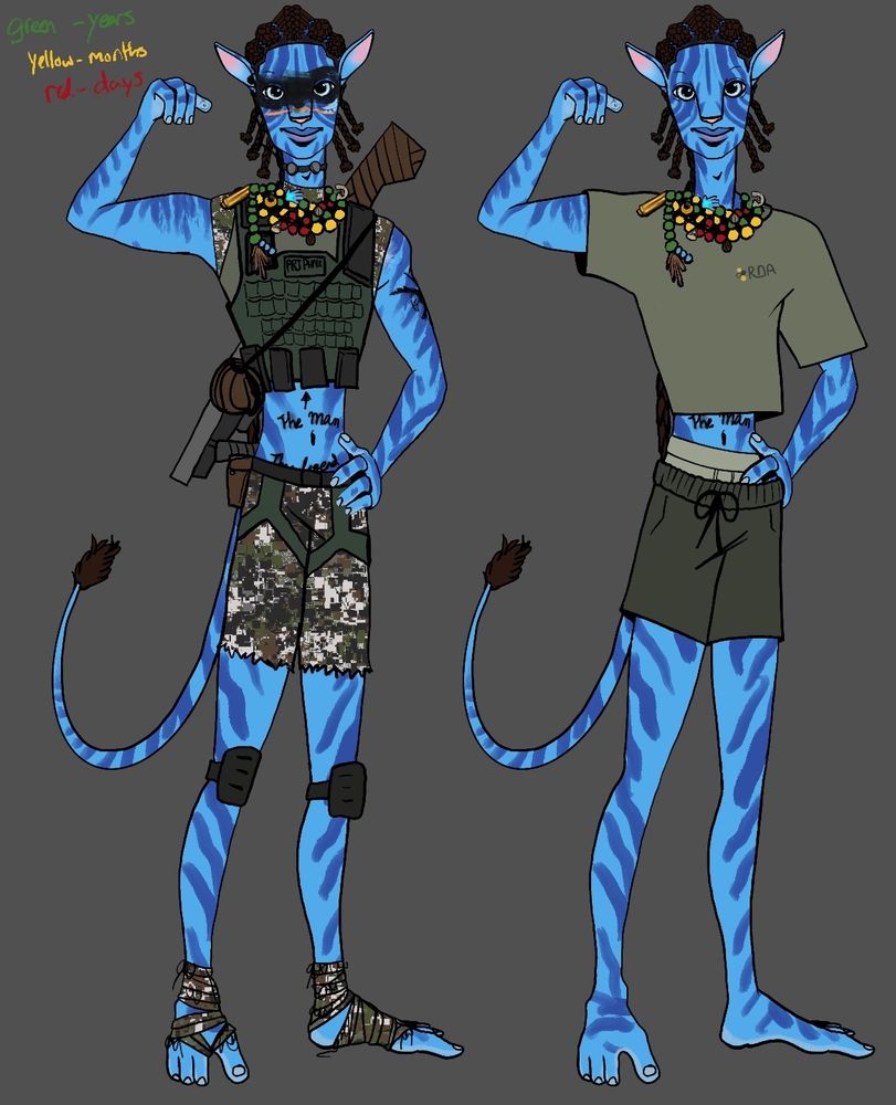 A Sarentu boy in two outfits as a reference. He is tall and lanky and has a cocky smile on his face. He has a songcord around his neck. 