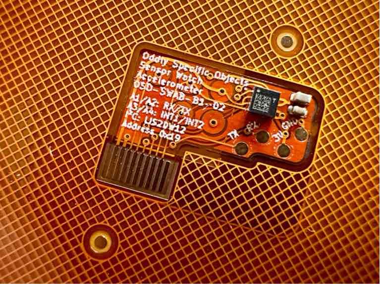 Macro photo of the “Sensor Watch Accelerometer” board.