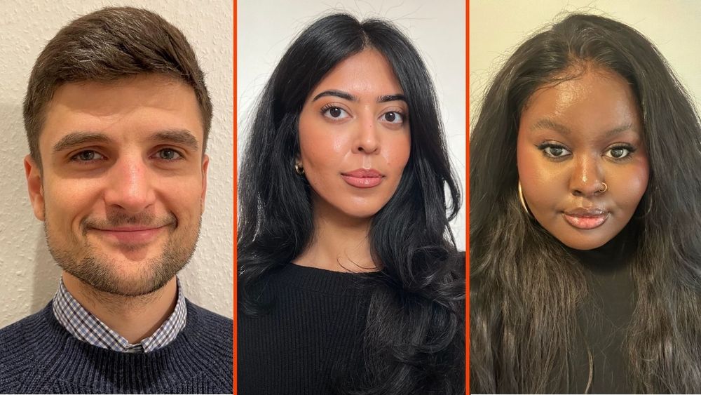 L-R: Lucas Cumiskey, Saman Javed and Anita Mureithi