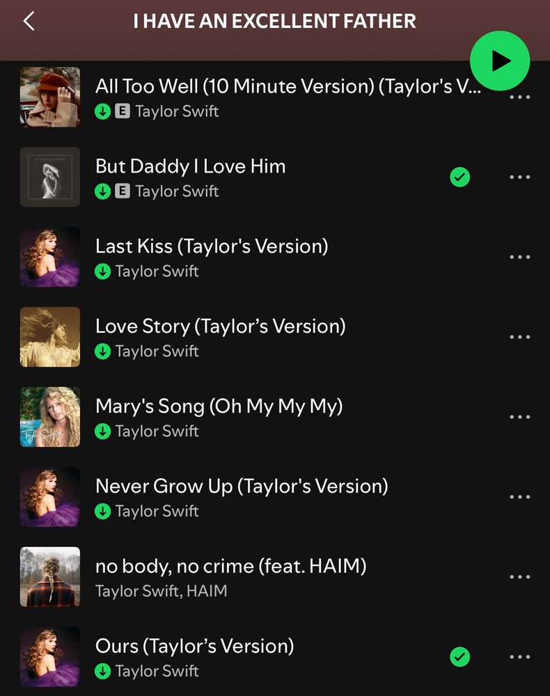 Spotify Father’s Day playlist that includes no body, no crime. 💀