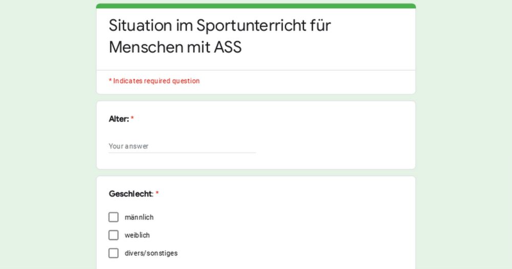 Situation im Sportunterricht für Menschen mit ASS