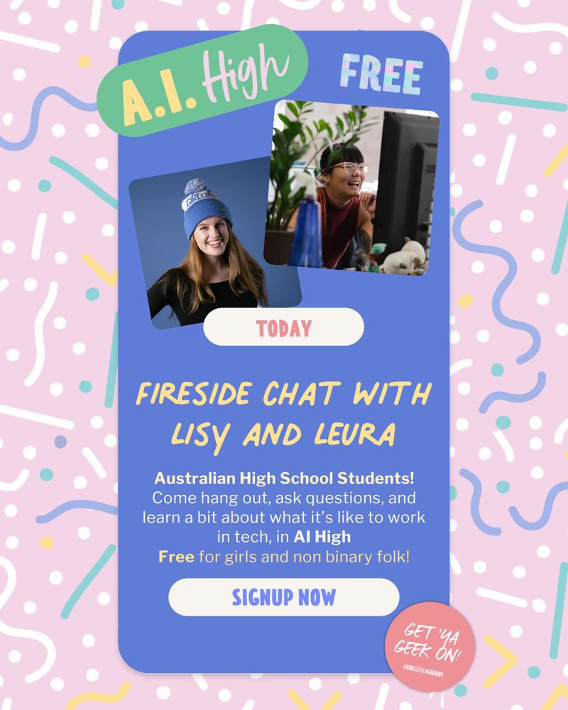 A posted for AI High - Australian High School girls and non-binary students, come hang out for free! 
