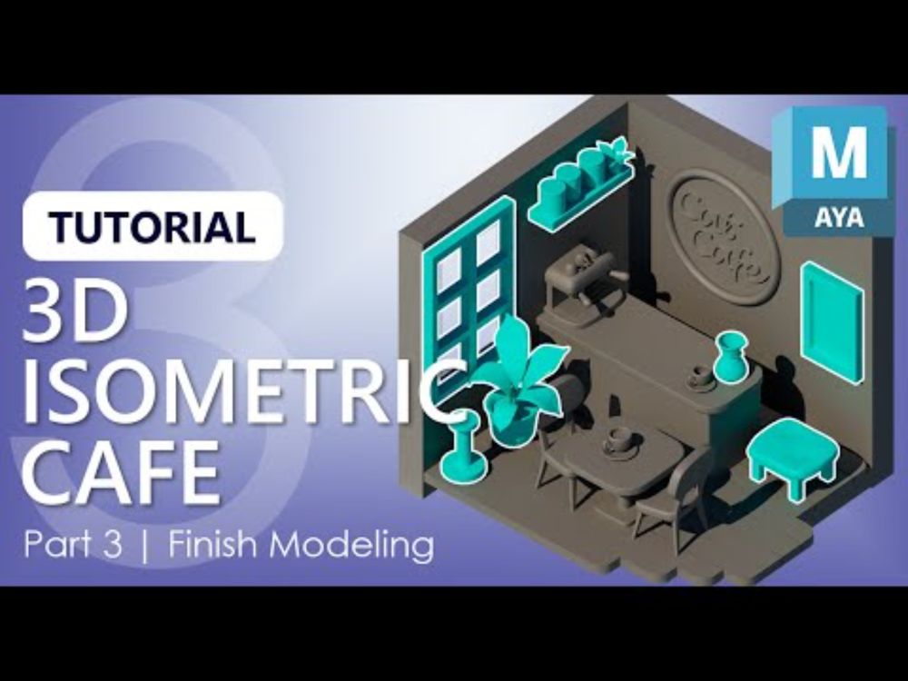 Model a Cozy Cat Cafe in Maya - Part 3 | 3D Foliage, Coffee Gear, and More! #tutorial #autodeskmaya