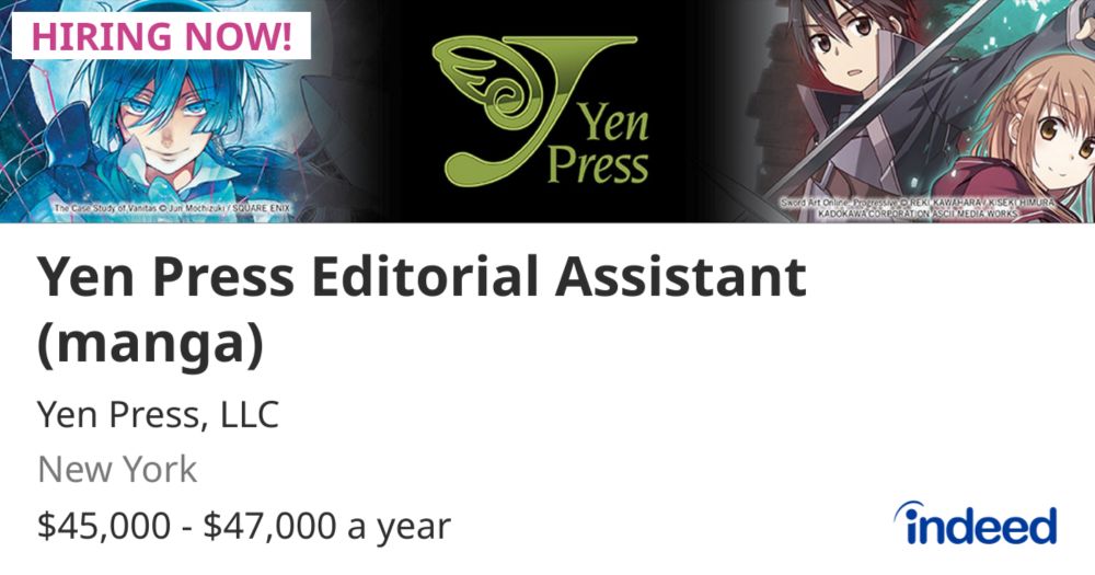 Yen Press Editorial Assistant (manga) - New York, NY 10001 - Indeed.com