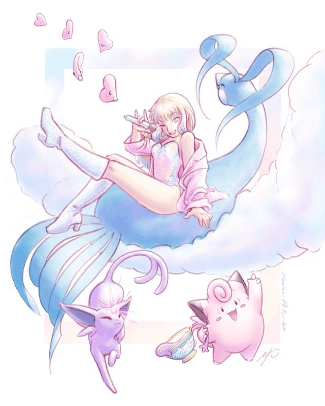 Lover Taylor .:;

Taylor pictured with a pink outfit riding on a Alteria. Clefairy waves in the foreground.
