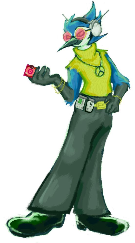 cocky bluejay bird dude oc from my commissioner, he reminds me of mordecai from regular show lol