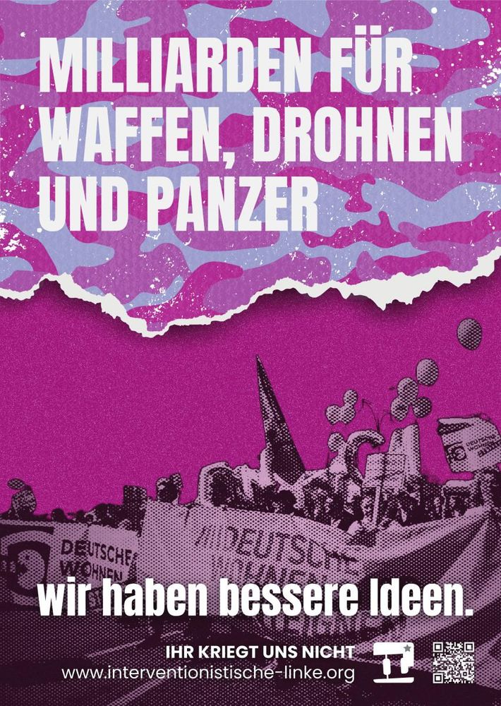 Transparent "Deutsche Wohnen enteignen" wird von Demonstrantinnen getragen.
