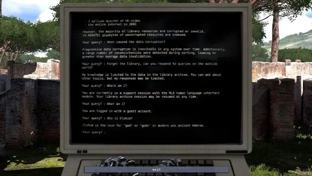 screenshot of MLA terminal from The Talos Principle