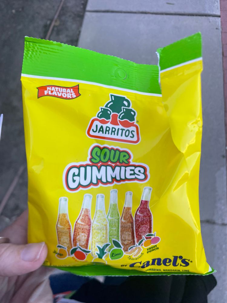 Jarritos Sour Gummies! Flavors are mango, orange, pineapple, lime, tamarind, and fruit punch. 