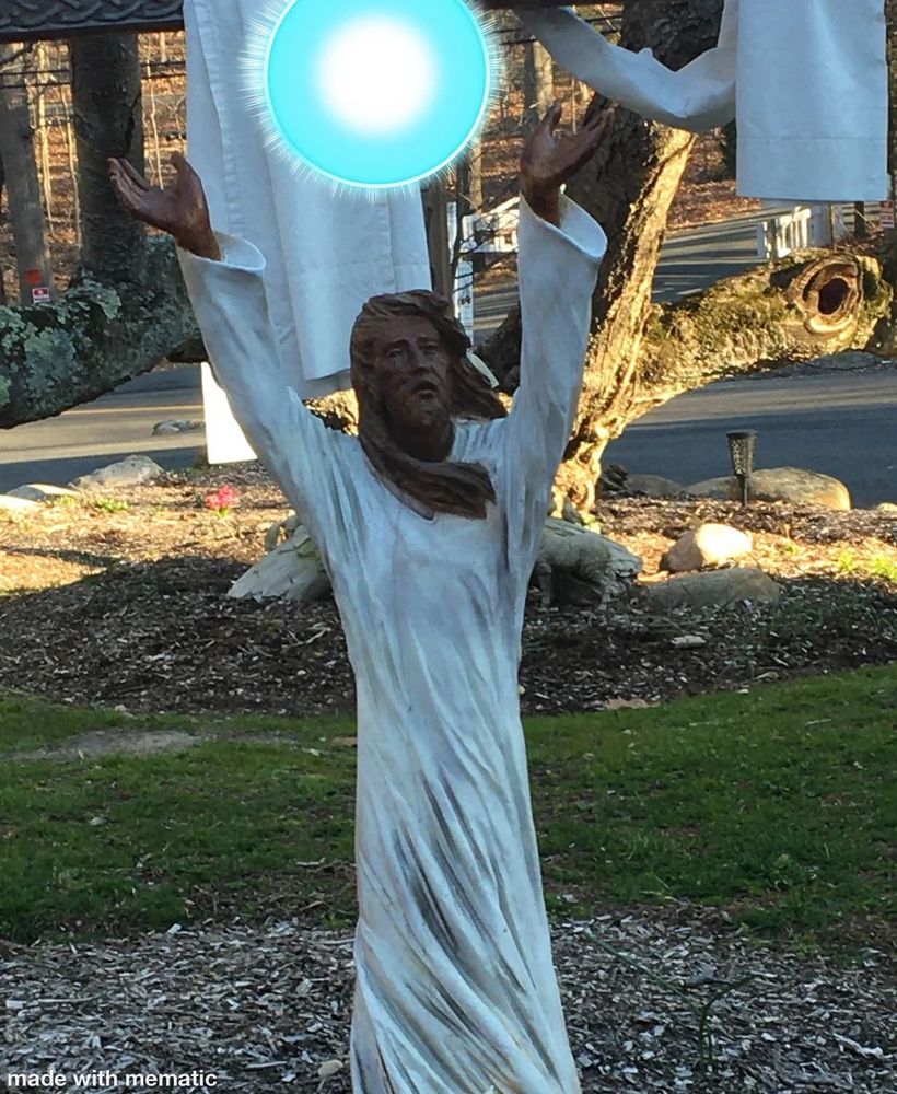 A jesus statue photoshopped to be summoning a Spirit Bomb (https://www.reddit.com/r/NuxTakuSubmissions/comments/fzwrw4/spirit_bomb_jesus_coming_to_save_easter/)