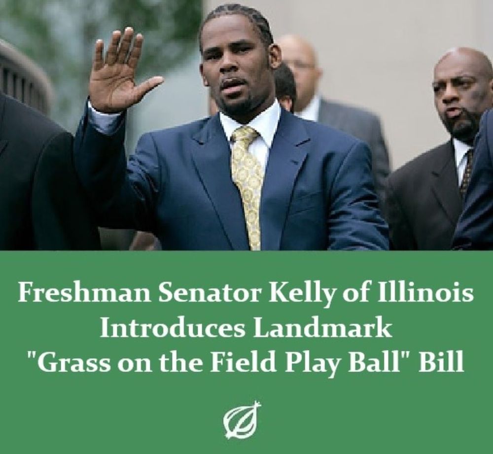 Freshman Senator R. Kelly of Illinois introduces landmark "Grass on the Field Play Ball" Bill. #rkelly #survivingrkelly #theonion #ignition #trappedinthecloset