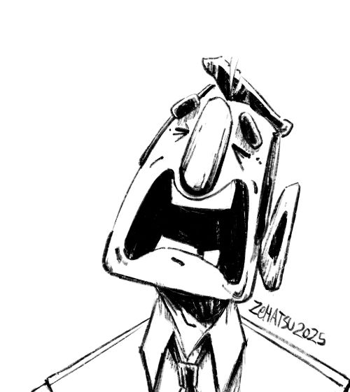 Drawing of a man screaming.