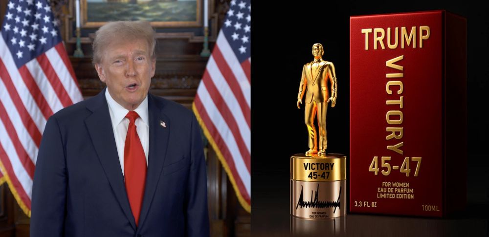 President Trump promoted a limited edition, self-branded fragrance with a gold statue of him on the bottle, urging supporters to "get one for your loved ones."