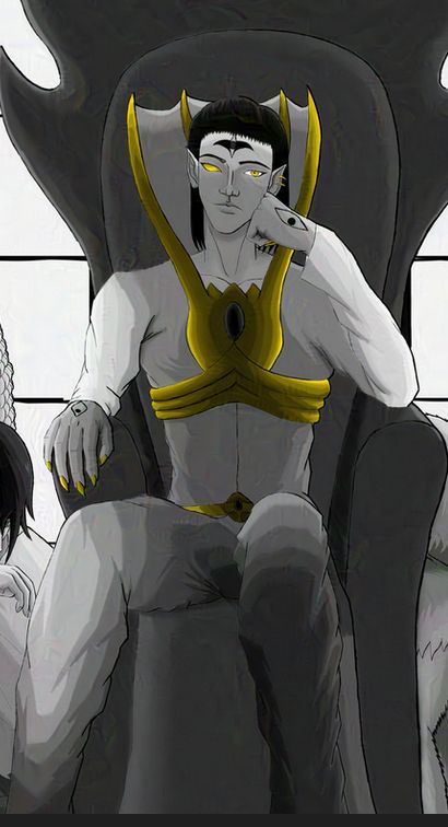 A dressed in gold sitting on a throne