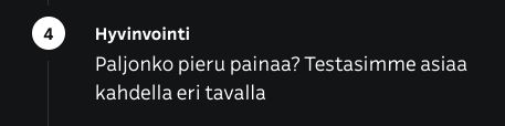 Kuvakaappaus Ylen uutisen otsikosta, jossa lukee: "Paljonko pieru painaa? Testasimme asiaa kahdella eri tavalla"