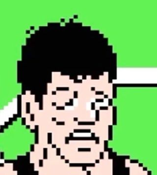 Little Mac from Nintendo game "Mike Tyson's Punch-Out, after being severely beaten up.