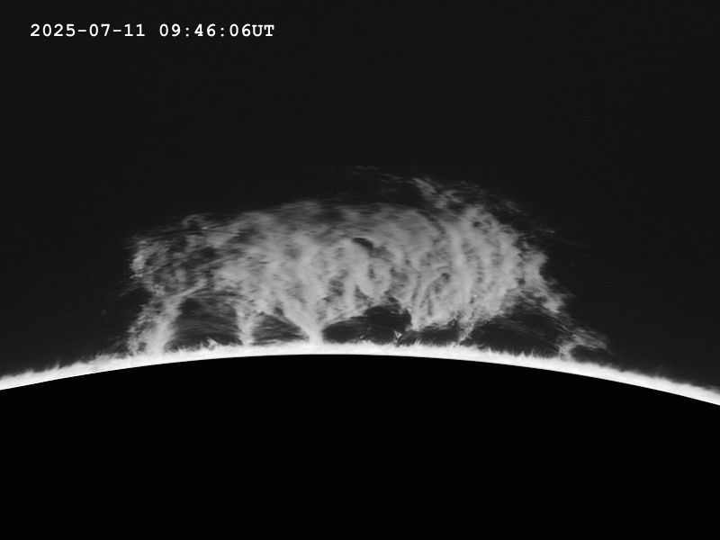 7 hours 7 minutes timelapse of a huge prominences in H-Alpha 11th of July 2025