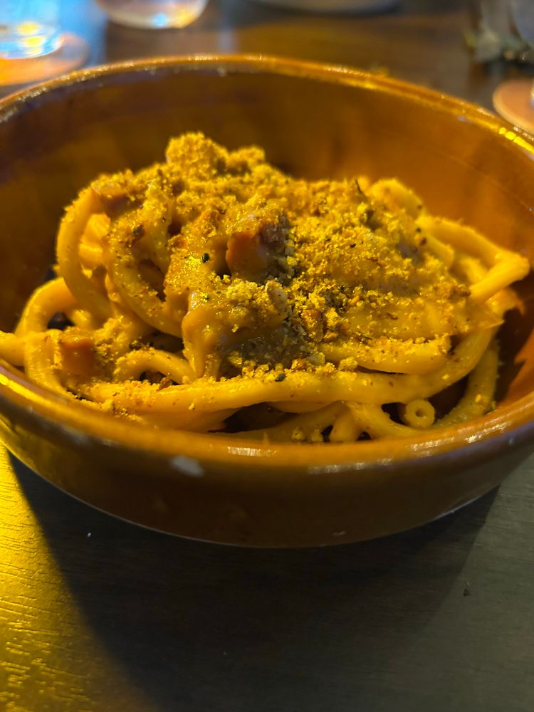 Smoked carrot bucatini 