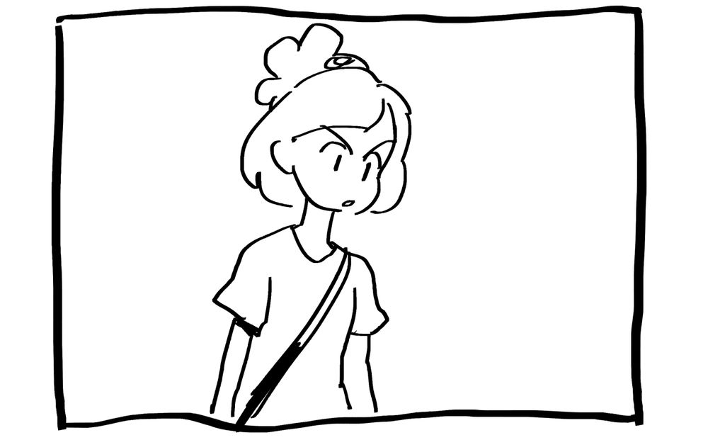 The player character stares with her mouth hanging open slightly.