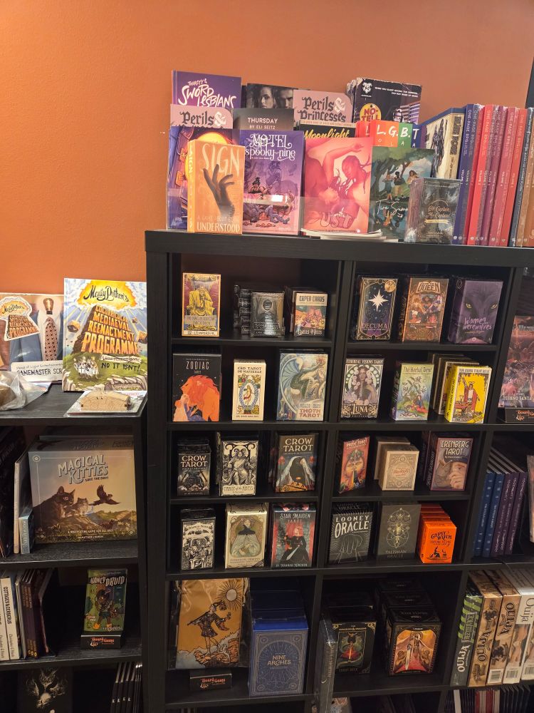 TTRPG books on shelves