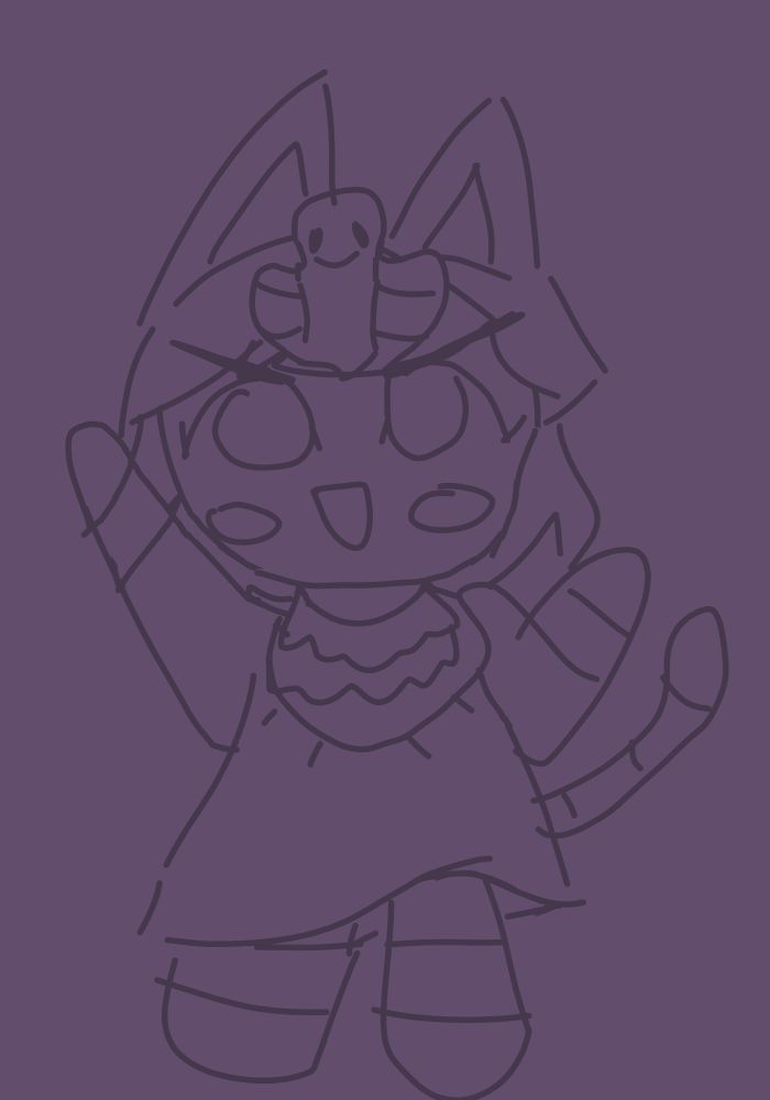 doodle of ankha from animal crossing raising her hand to the sky