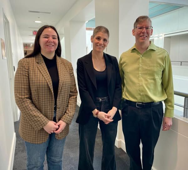 Pictured, left to right: Maria Ferrato, Ph.D. Student in Rhetoric, Dr. Jessica Restaino, Dr. James Wynn, Professor and Program Head, Rhetoric