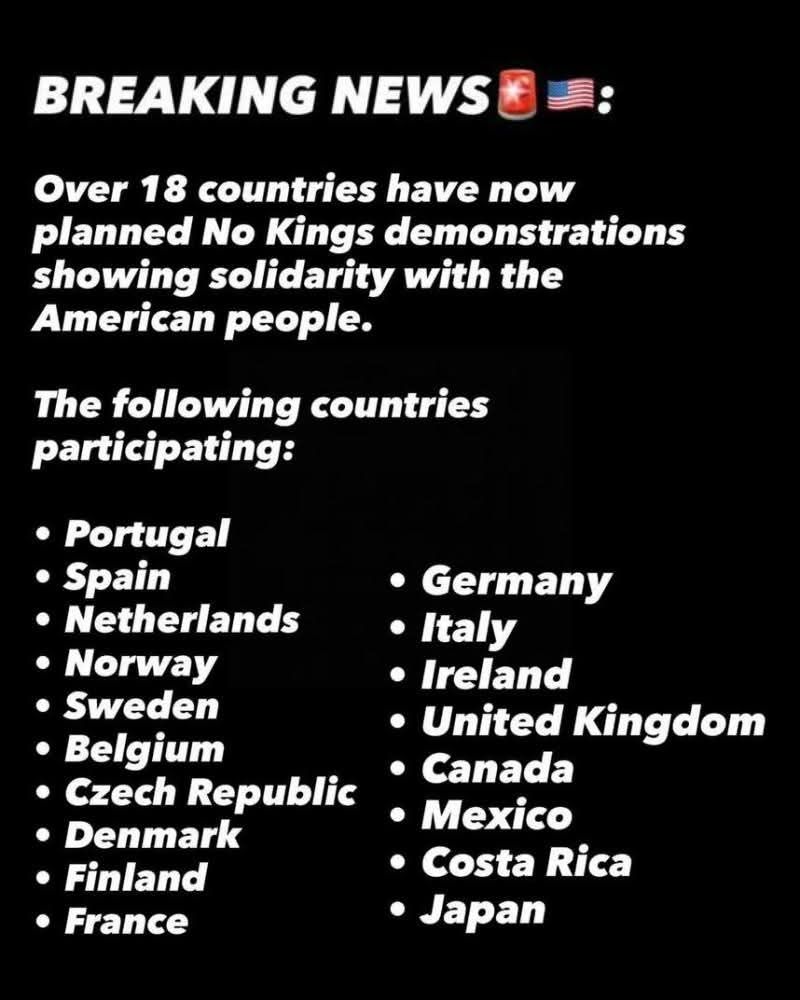 No Kings Day protests October 18 to sweep the globe