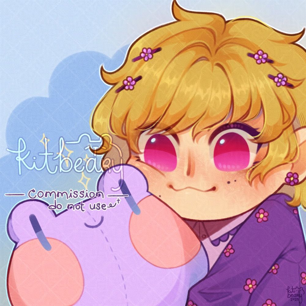 Chibi icon done on my "Your Character Here" base of the client's character, Sydney, hugging a lavender frog plush.