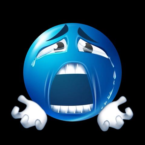 crying blue face with hands out
