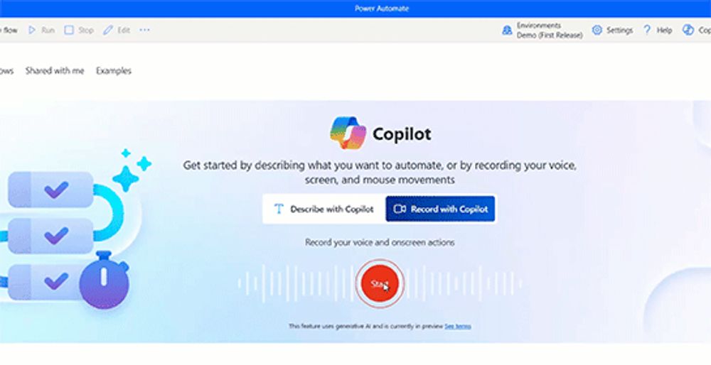 画面に話しかけながら操作すると生成AIがRPAフローを自動生成する「Record with Copilot in Power Automate Desktop」がパブリックプレビュー