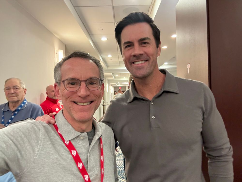 my dad at Phillies Phantasy Camp in Florida with Cole Hamels
