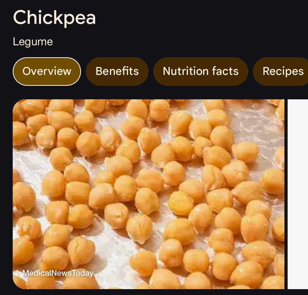 Uma imagem mostrando uma porção de Grão-de-bico e seu nome em inglês (chickpea)