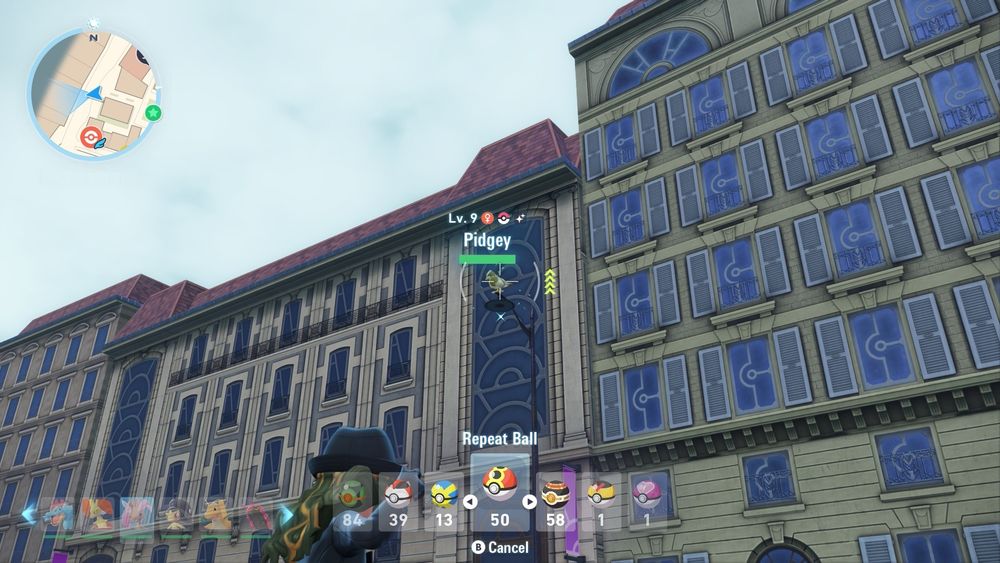 PLZA. i find a shiny pidgey hanging out on a lightpost.