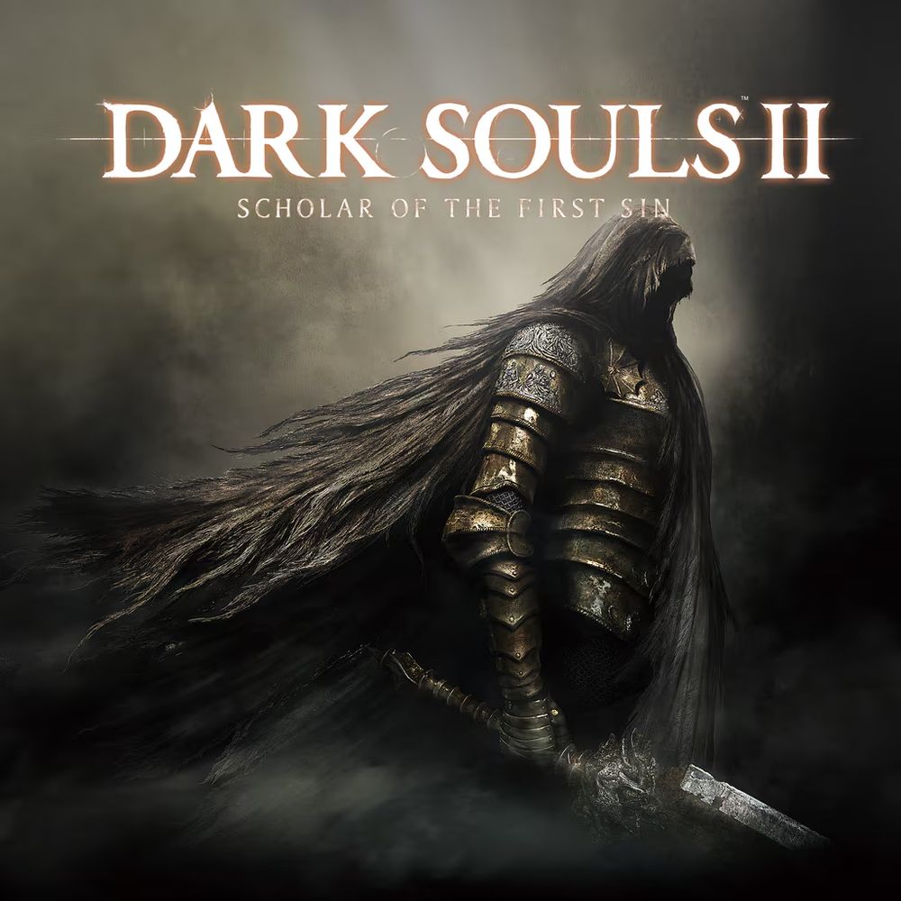 Dark Souls 2: Scholar of the First Sin
Cover depicts a person in a suit of armor holding a sword, with fog surrounding them.