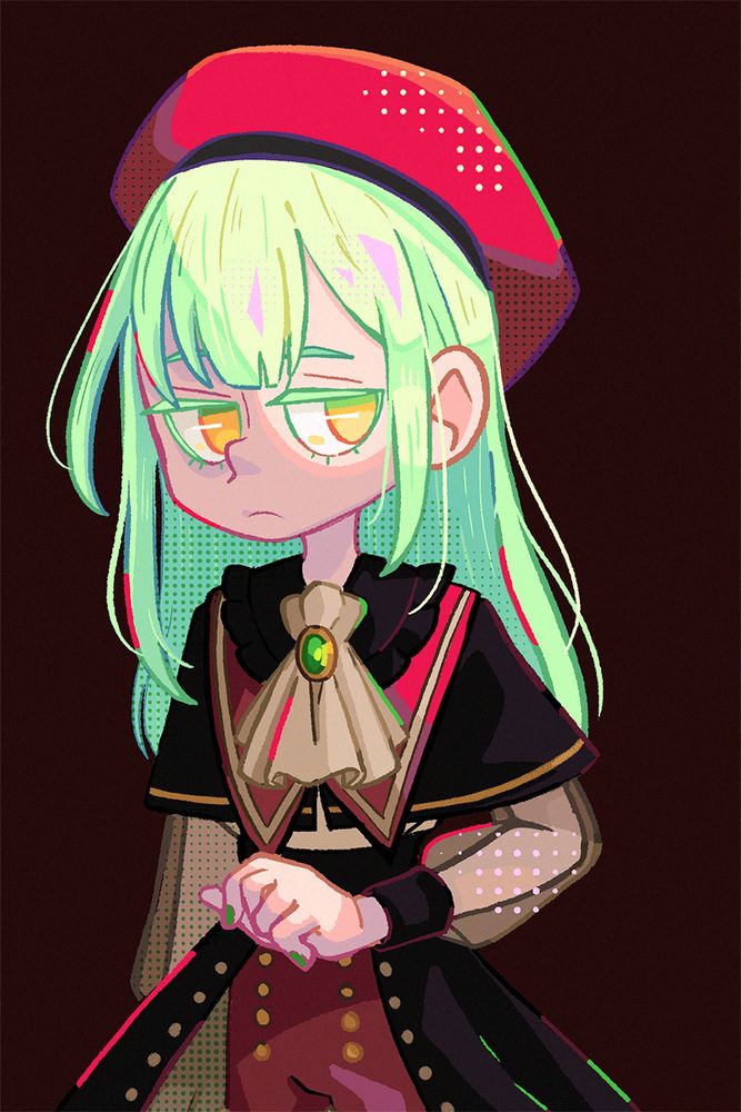 Cropped image of the same drawing of mutsumi as mortis from Ave Mujica.
I wanted you to see that I shaded her face like her mask. I hope you liked that little detail.