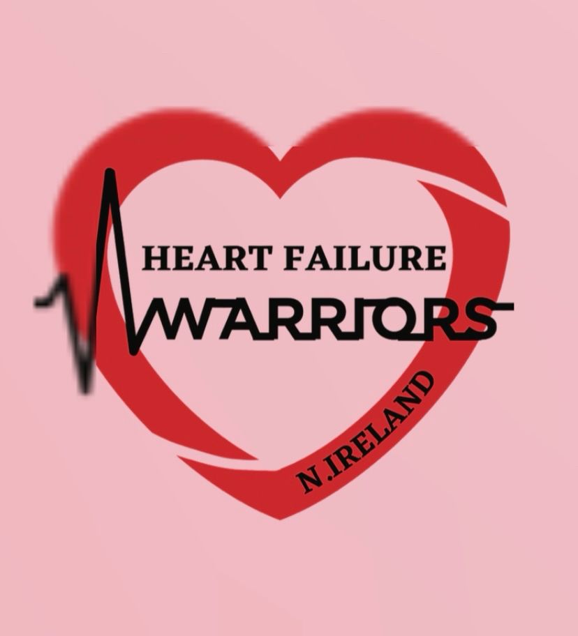 Logo of Heart Failure campaign group Heart Failure Warriors which is a red heart outline with their name in an ecg trace type text. 