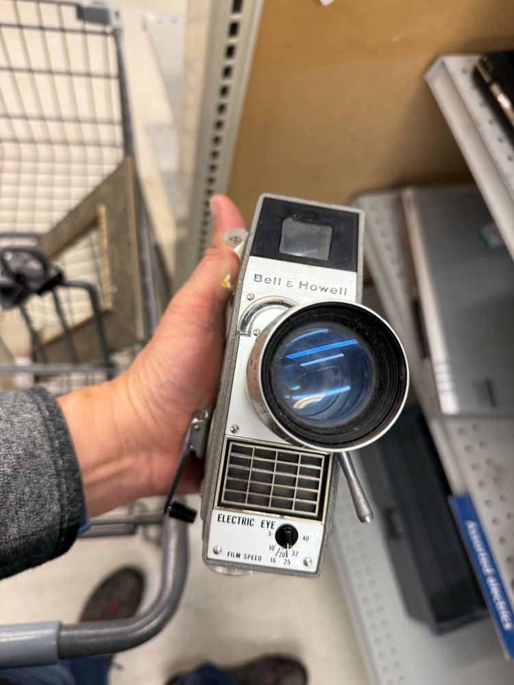 A Bell and Howell Electric Eye 8mm movie camera found on a  store shelf. 
