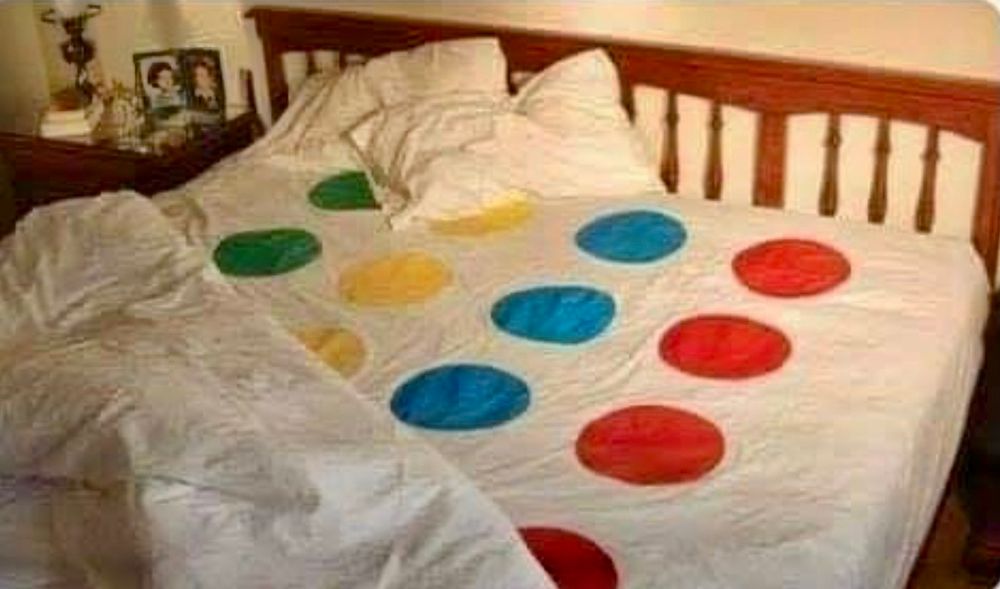 Bed sheets that are the game Twister 