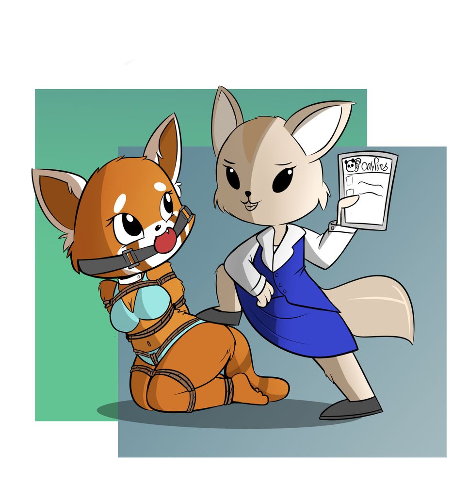 Same as before, but Retsuko is in her underwear.