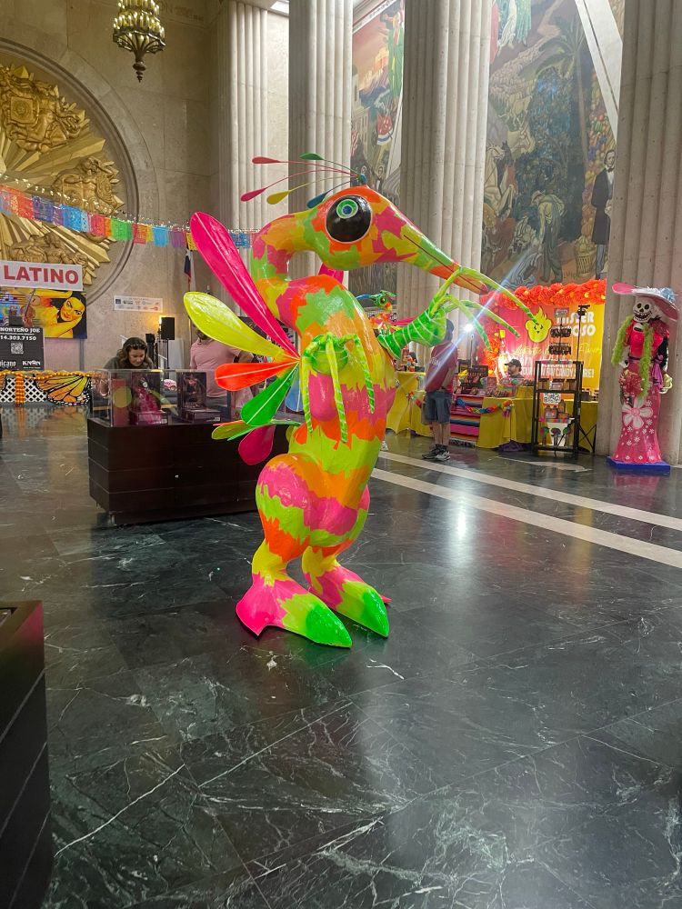 Bright bird sculpture