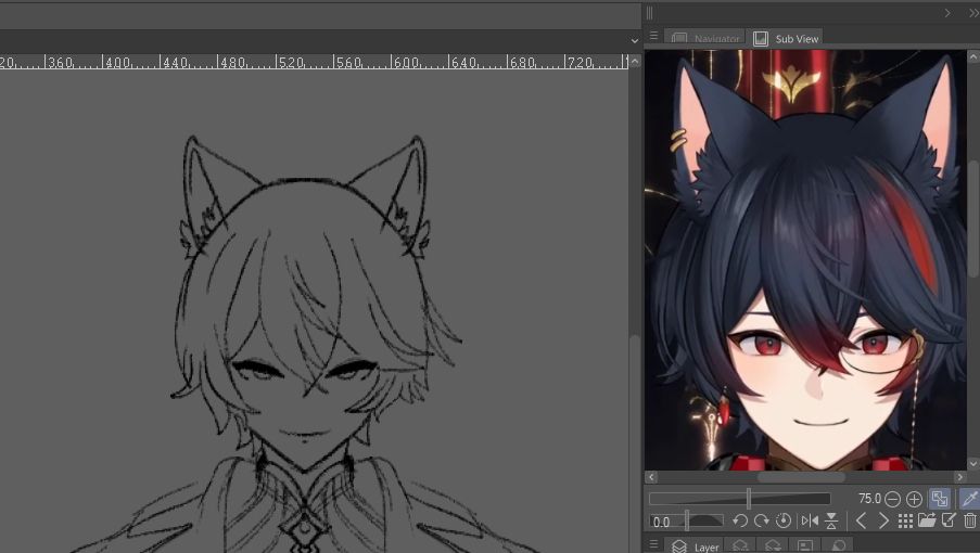 Pencil Sketch of Vtuber MerryWeather