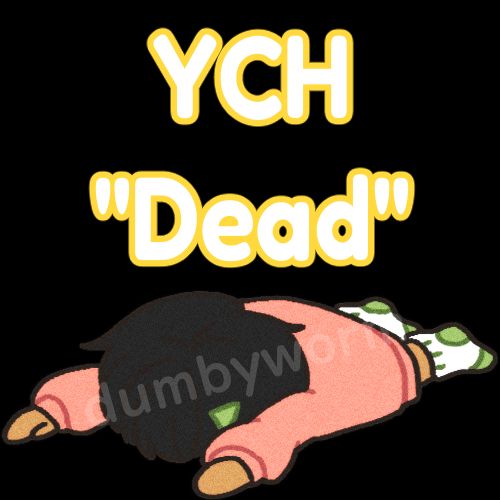 Example image of a Your Character Here "Dead" Emote. It is a digital art illustration of a person laying facedown on the ground.