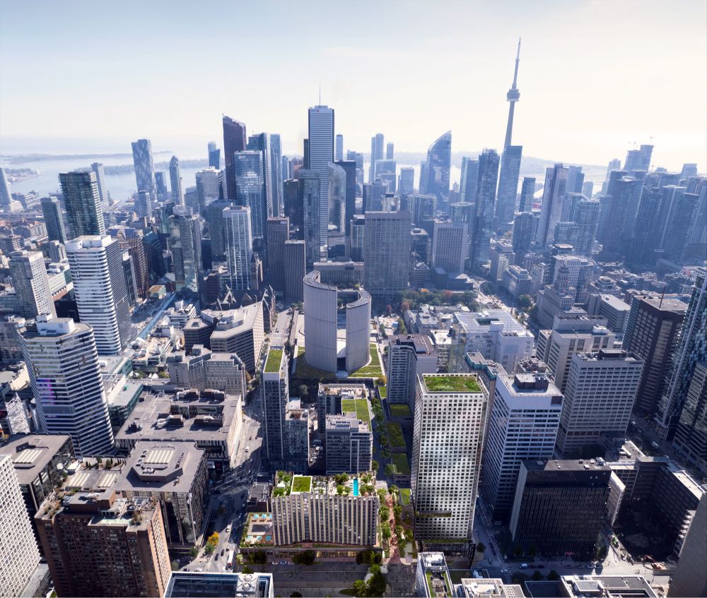 Aerial view of this two tower development