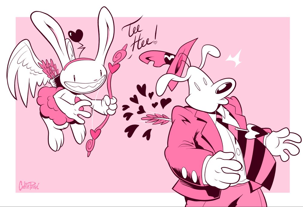 Max shooting Sam with a love arrow through the heart