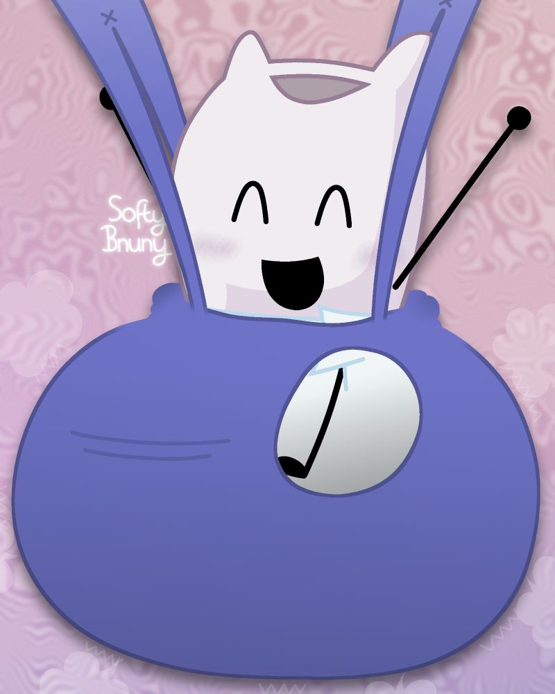 Pillow from BFDI (Battle for Dream Island); bouncing around in her baby bouncer, while wearing a big poofy pamp around her waist, and enjoying herself doing so.