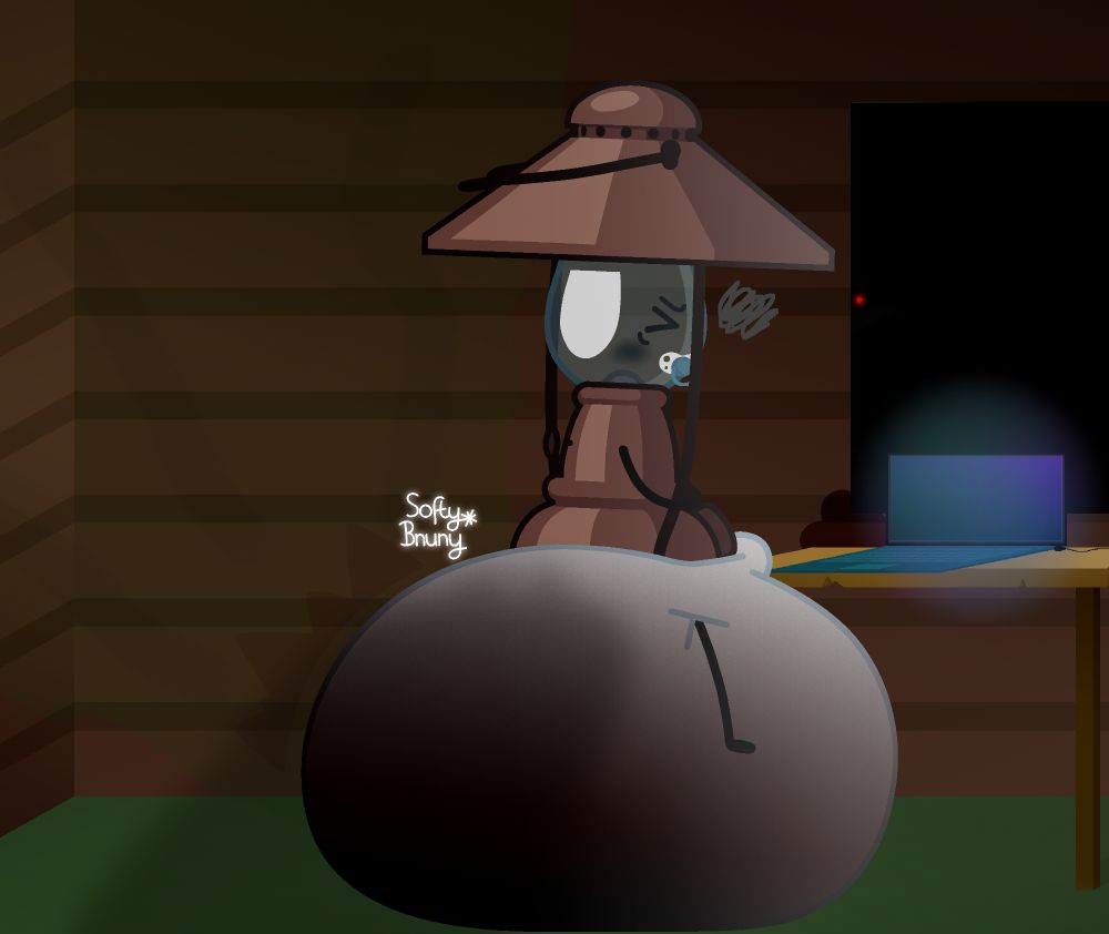 Same artwork, but this time, Airy is messing into his pampers, while grunting and closing his eyes hard shut.