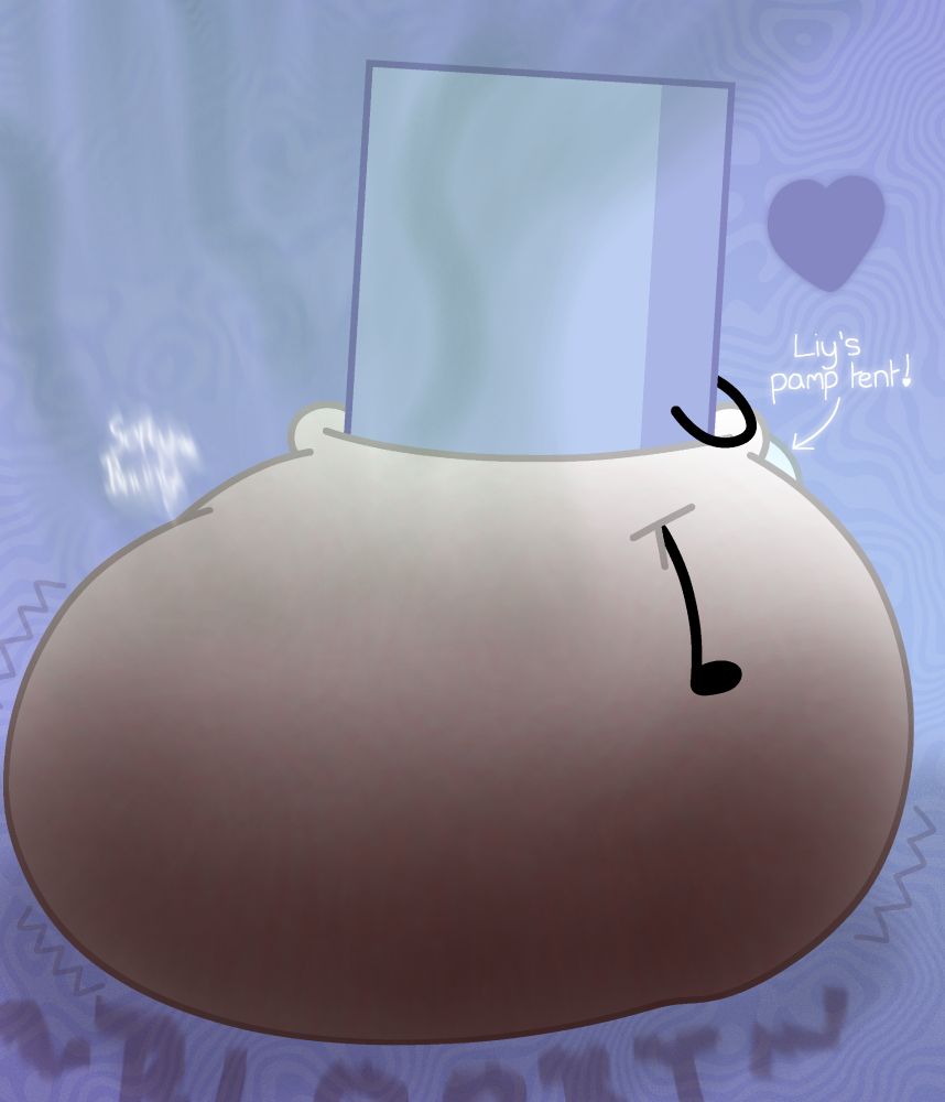 Liy from BFDI (Battle for Dream Island); wearing a massive used diaper, which at the moment she's currently filling up with her baby batter, all the while sporting a big diaper tent from how much she's loving it.