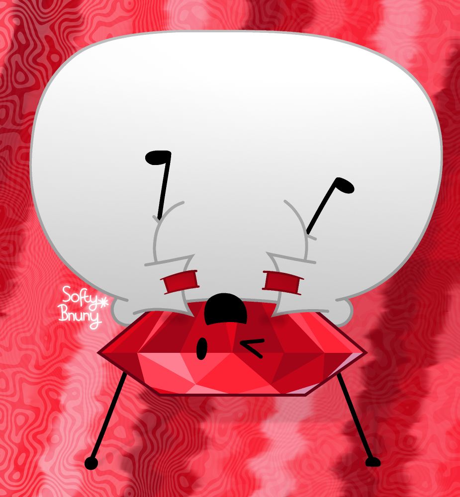 Ruby from BFDI (Battle for Dream Island); wearing a big poofy diaper, attempting to do a handstand whilst wearing such a diaper on her pointy looking waist.