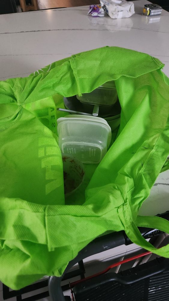 Bag full of dirty dishes