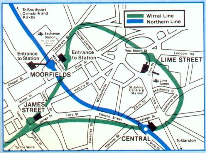 Map showing the Loop and Link stations and lines in Liverpool